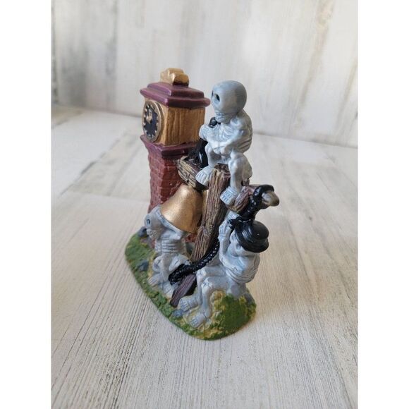 Ceramic skeleton bell tower Halloween home decor figure - Picture 2 of 5